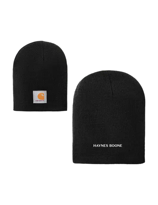 Carhartt Black Acrylic Knit Hat w/Haynes & Boone Logo
