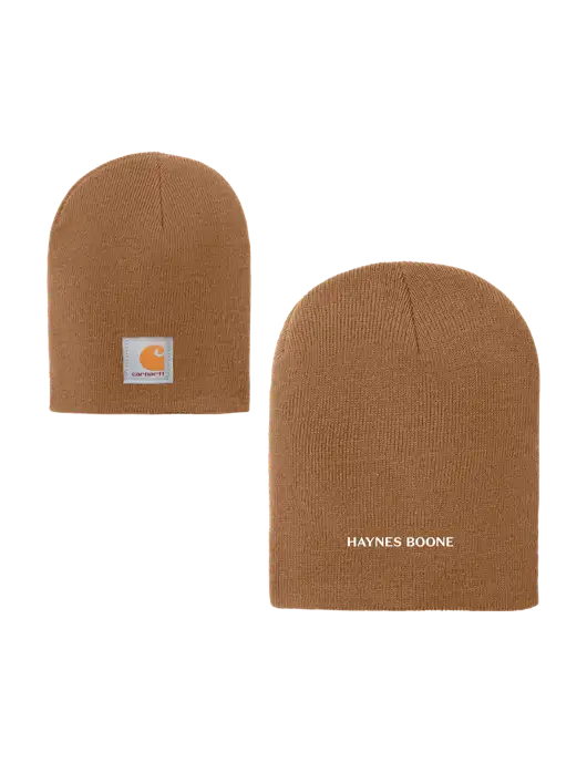 Carhartt Light Brown Acrylic Knit Hat w/Haynes & Boone Logo