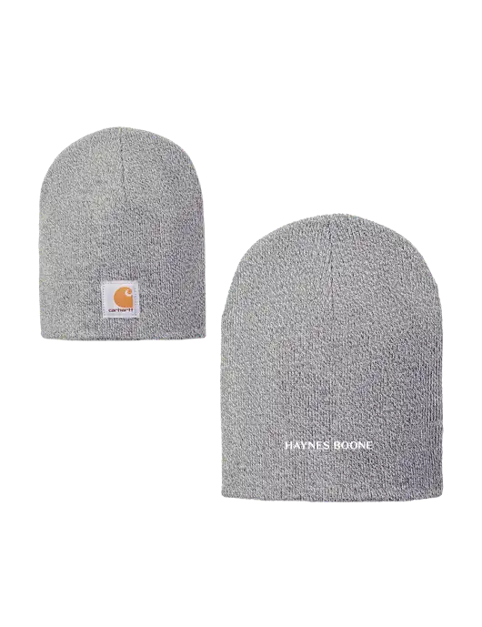 Carhartt Light Grey Heather Acrylic Knit Hat w/Haynes & Boone Logo