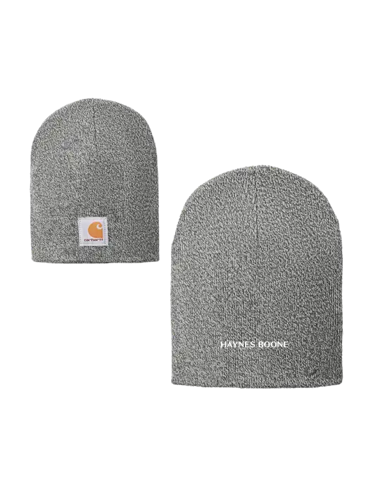 Carhartt Medium Grey Heather Acrylic Knit Hat w/Haynes & Boone Logo