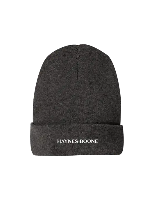 Recycled Charcoal Heather Beanie w/Haynes & Boone Logo