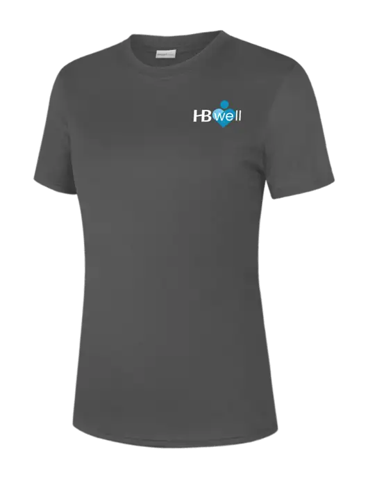  Womens Dark Grey PosiCharge Competitor Tee w/Wellness Logo