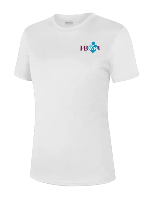  Womens White PosiCharge Competitor Tee w/Wellness Logo